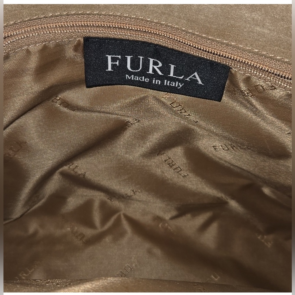Furla croc-embossed Elegant Tan Leather Shoulder Bag - Picture 6 of 11